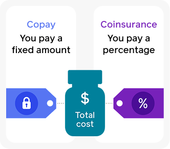 Graphic showing co-pay vs co-insurance.